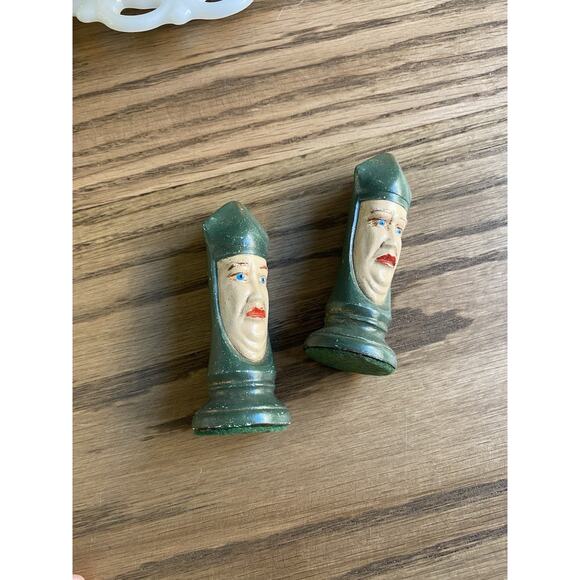 Vintage Midcentury Medieval Duncan Ceramic Hand Painted Chess Pieces Bishops - Picture 1 of 5